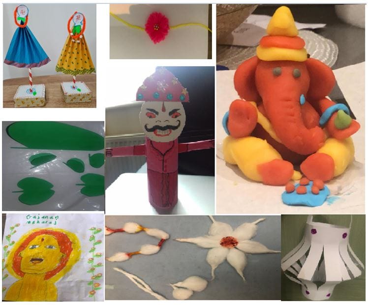 Children participating in Balsanskar online classes